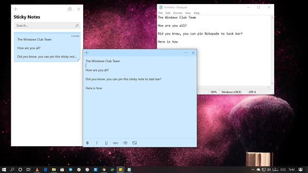 Cách đặt Sticky Note hoặc Notepad trên màn hình nền trong Windows 11/10