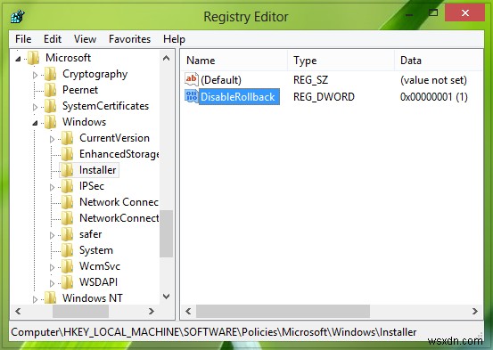 Vô hiệu hóa tính năng Rollback của Windows Installer trong Windows 11/10