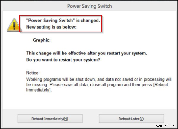 Khắc phục sự cố  Power Saving Switch is changed  trên Windows 11/10