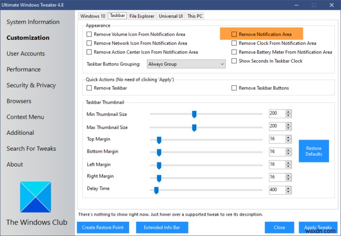 Cách Hiện/Ẩn khu vực Thông báo (System Tray) trên Windows 10