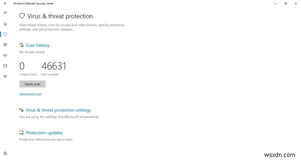 Quản lý mục bị cách ly và Loại trừ trong Windows Defender Security Center