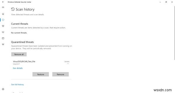 Quản lý mục bị cách ly và Loại trừ trong Windows Defender Security Center