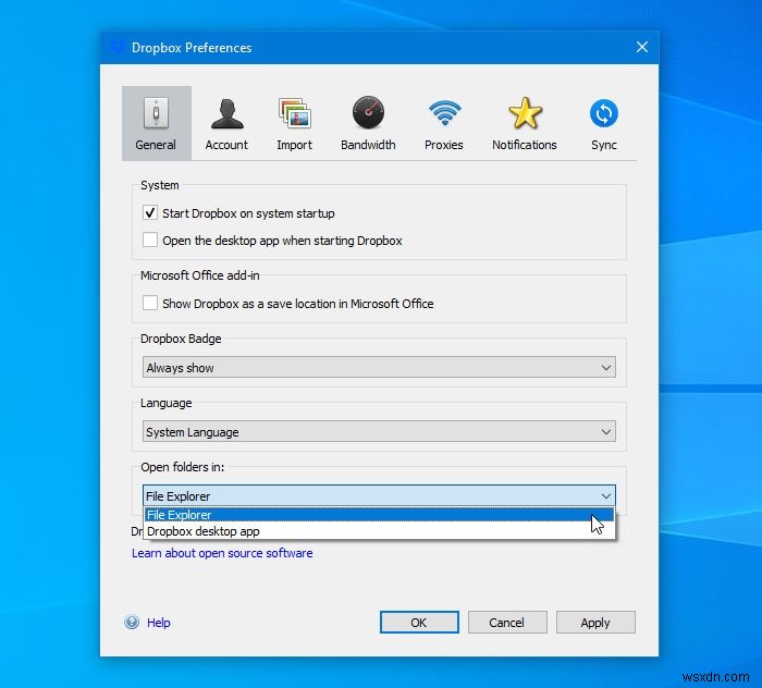 Cách mở file & thư mục Dropbox trong File Explorer trên Windows