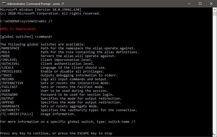 Các lệnh WMI trên Windows 11/10