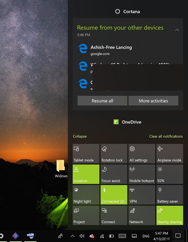 Cách ghim Action Center làm Sidebar trong Windows 10