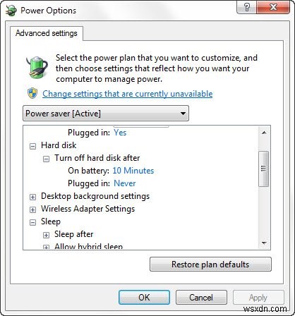 Tắt ổ cứng sau một khoảng thời gian nhàn rỗi để tiết kiệm điện trong Windows 10