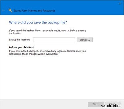 Tìm, thêm, xóa, sửa, sao lưu, khôi phục Tên người dùng và Mật khẩu đã lưu trong Windows 11/10