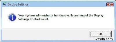 Không thể mở Cài đặt hiển thị trong Control Panel Windows