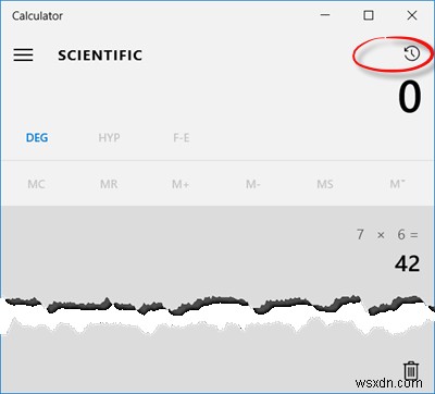 Bật tính năng Lịch sử và giữ bản ghi tính toán trong Máy tính Windows