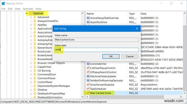 Cách tăng kích thước Icon Cache trong Windows 11/10