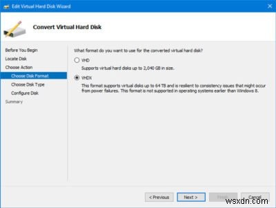 Cách chuyển đổi VHD sang VHDX dùng Hyper-V Manager