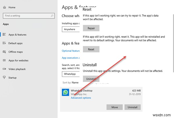 Ứng dụng WhatsApp Desktop không hoạt động hoặc không kết nối
