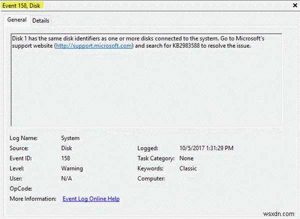 Lỗi Event ID 158 – Gán GUID đĩa trùng lặp trong Windows 10