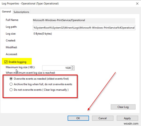Cách bật ghi nhật ký in (Print Logging) trong Event Viewer trên Windows 10