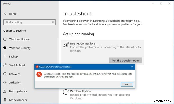 Sửa lỗi MSDT.exe – Windows không thể truy cập thiết bị, đường dẫn hoặc tệp được chỉ định