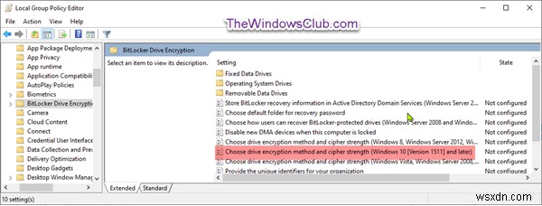Cách thay đổi phương pháp mã hóa BitLocker & Độ mạnh mật mã trong Windows 10