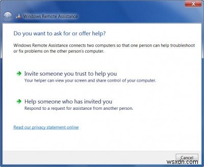 Cách yêu cầu hoặc cung cấp trợ giúp dùng Windows Remote Assistance trong Windows 11/10/8/7