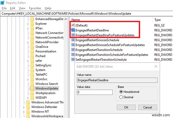 Chỉ định lịch trình chuyển đổi Engaged restart và thông báo cho Updates