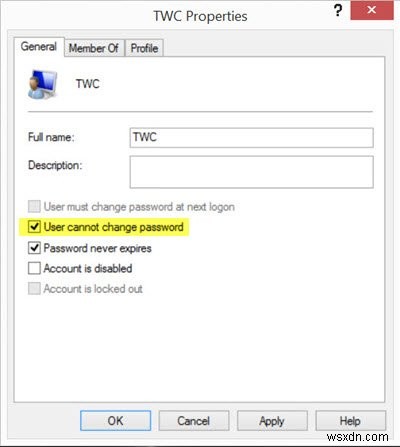 Ngăn người dùng thay đổi mật khẩu trong Windows 10