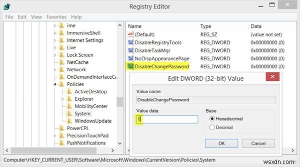 Ngăn người dùng thay đổi mật khẩu trong Windows 10