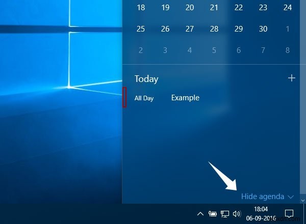 Cách ẩn Lịch trình từ đồng hồ Thanh tác vụ trong Windows 10
