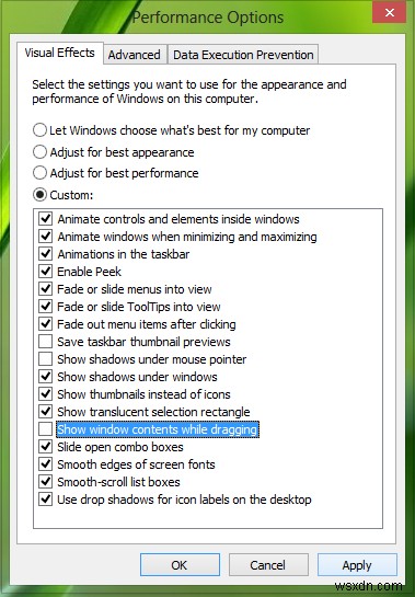 Tắt hiển thị nội dung cửa sổ khi kéo thả trong Windows 10