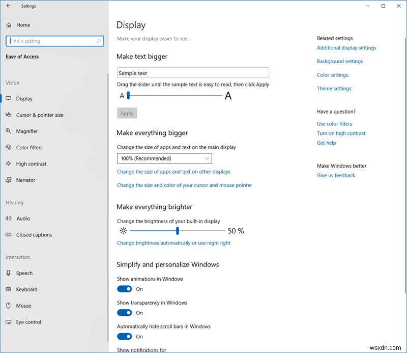 Cách sử dụng cài đặt Dễ dàng truy cập (Ease of Access) trong Windows 10