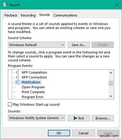 Cách đặt âm thanh thông báo tùy chỉnh trong Windows 10