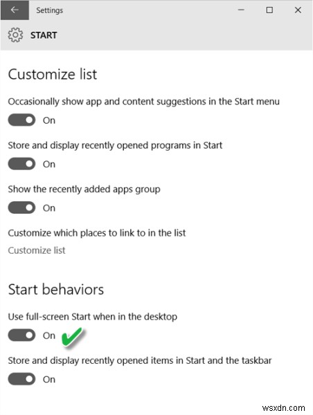 Cách sử dụng Menu Bắt đầu toàn màn hình trong Windows 10
