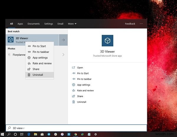Cách gỡ cài đặt ứng dụng 3D Viewer trong Windows 10