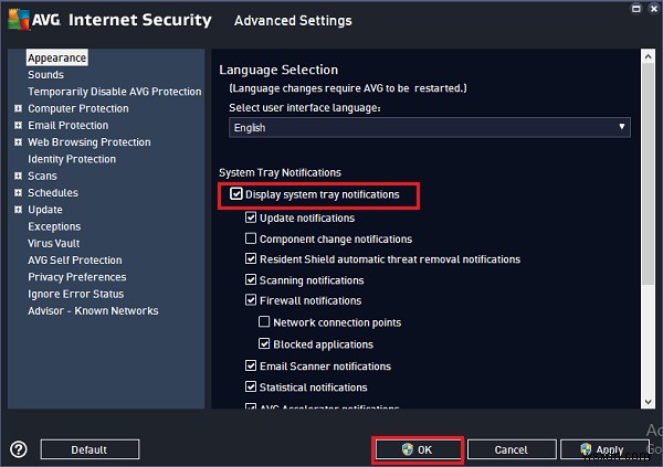 Cách tắt thông báo khay hệ thống AVG AntiVirus Free