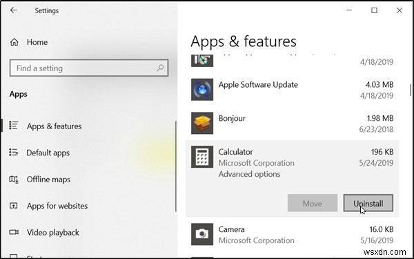Cách gỡ cài đặt ứng dụng Máy tính trên Windows 10