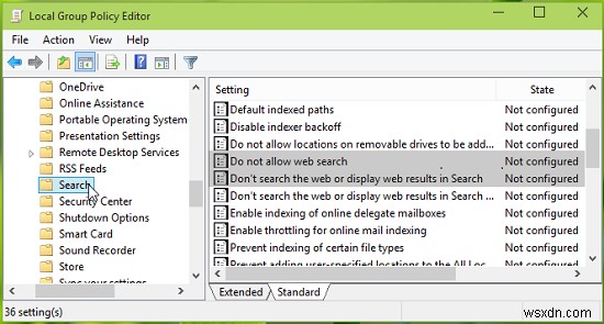 Cách tắt kết quả tìm kiếm web Bing trong Menu Start Windows 10