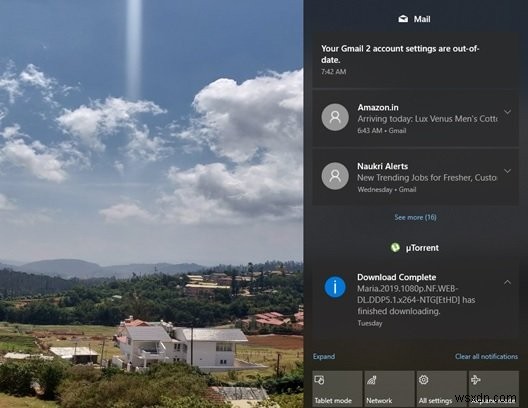 Cách xóa thông báo cũ trong Action Center trên Windows 10