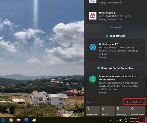 Cách xóa thông báo cũ trong Action Center trên Windows 10