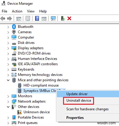 Khắc phục lỗi Unable to connect to Synaptics Pointing Device Driver