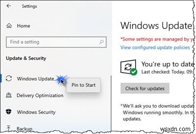 Cách ghim Windows Update vào Menu Start hoặc Thanh tác vụ trên Windows 10