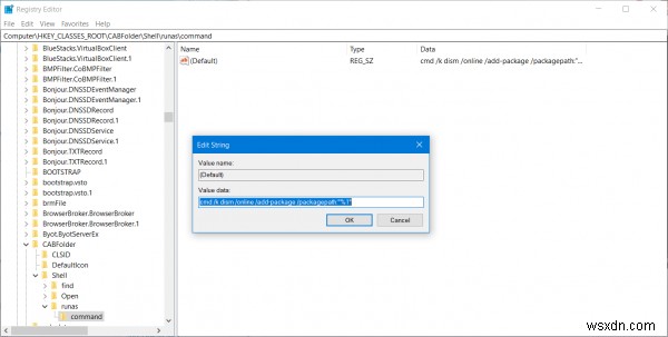 Cách thêm mục Cài đặt CAB vào Menu chuột phải Windows 10