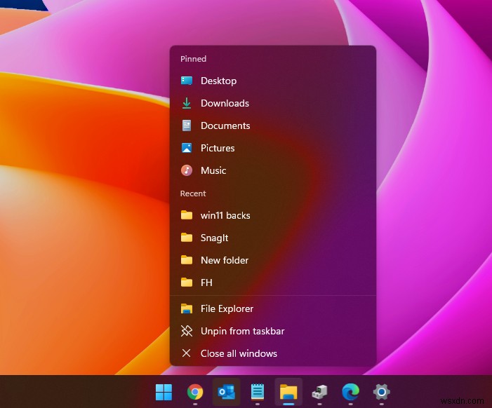 Jump List biểu tượng Explorer trên Thanh tác vụ không hoạt động Windows 11/10