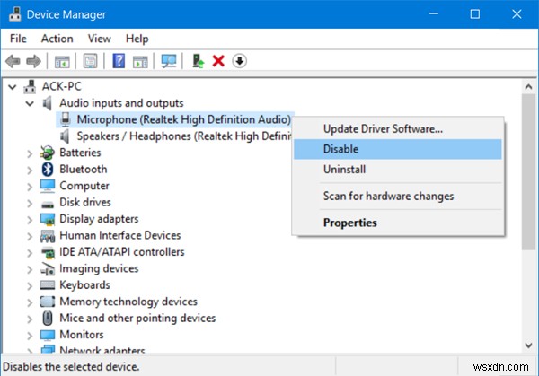 Cách tắt, vô hiệu hóa hoặc tắt tiếng Microphone trong Windows 10