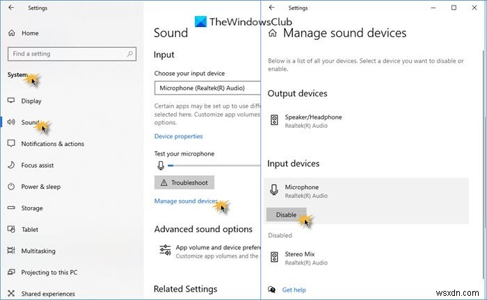 Cách tắt, vô hiệu hóa hoặc tắt tiếng Microphone trong Windows 10