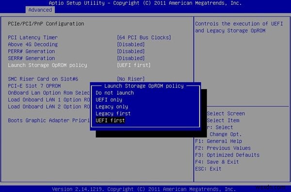 Chọn UEFI hoặc Legacy BIOS khi boot vào Windows Setup hoặc Windows PE