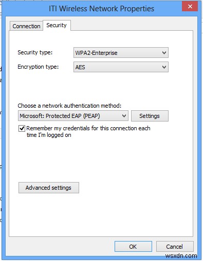 Làm cho Windows 10 nhớ xác thực PEAP Wi-Fi Network
