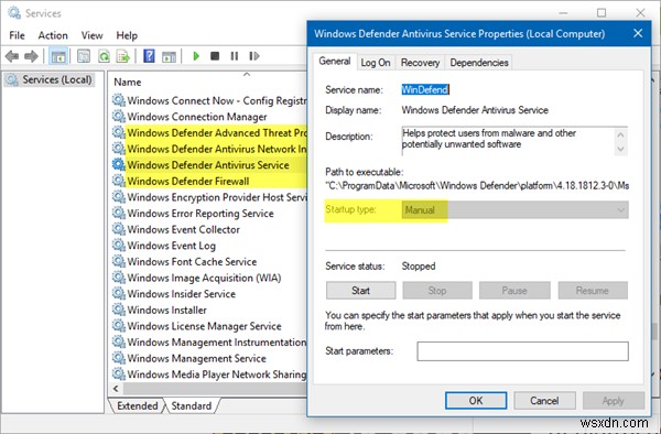 Khắc phục lỗi Windows Defender mã 0x80073afc