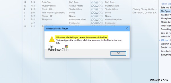 Khắc phục lỗi  Windows Media Player không thể ghi một số tệp  khi ghi file âm thanh