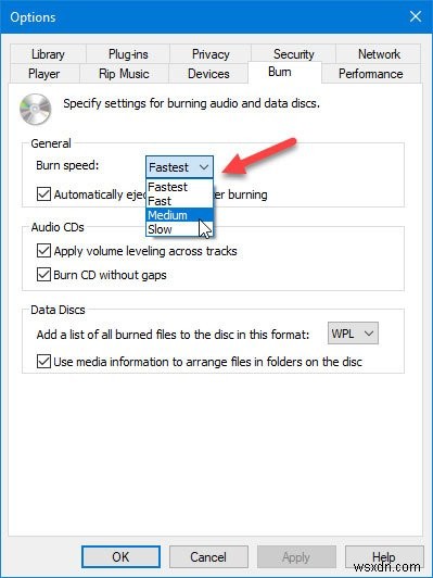 Khắc phục lỗi  Windows Media Player không thể ghi một số tệp  khi ghi file âm thanh