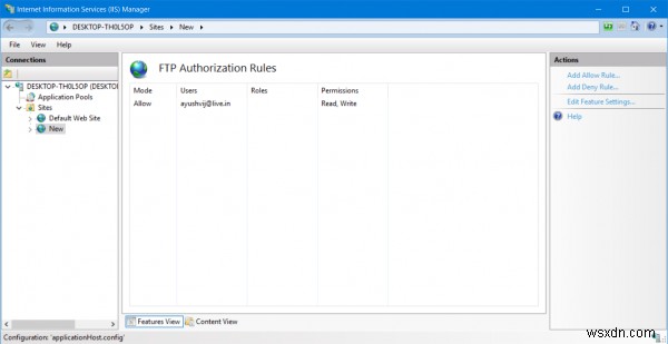 Cách thêm người dùng cụ thể truy cập FTP Server trên Windows 10