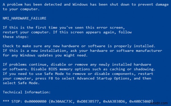 Khắc phục lỗi NMI_HARDWARE_FAILURE BSOD trên Windows 10/8/7