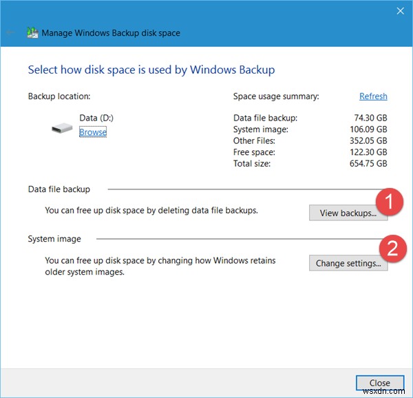 Cách xóa System Image và Bản sao lưu trong Windows 10