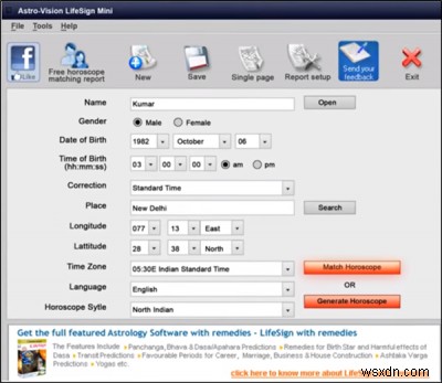 Phần mềm & công cụ online làm Kundli (Bản đồ sao) miễn phí cho Windows PC